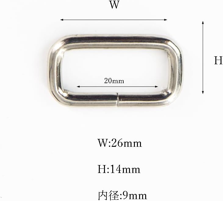 DY.Leather角カン手芸用品手芸材料レザークラフト金具鉄製細め金具ハンドメイド手芸角型カバンバッグショルダーベルトリュック紐ストラップ調節パーツ接続金具金属パーツ四角留め具長方形持ち手修理補修