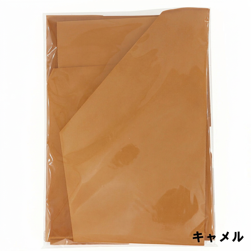 ヌメ革はぎれ詰め合わせ450g、キャメル