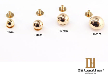 DY.Leather底鋲丸型ネジ式レザークラフト真鍮金具DIYハンドメイド財布用のパーツバッグ底部補強保護用パーツ頑丈防錆軽量トランク鞄カバンリュックカシメ鋲ネジスタッド接続金具割りピン修理補修脚金具